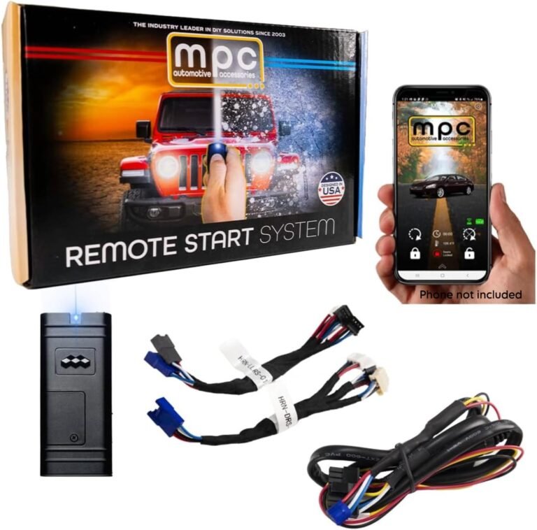 Remote start system box, remote, phone app, and wiring harness components