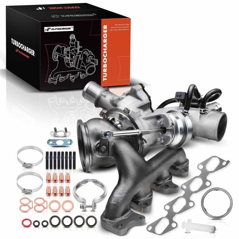 Turbocharger kit with box, manifold, gaskets, clamps, and various hardware