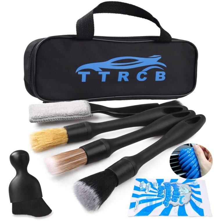 Car detailing kit with brushes, bag, and cleaning gel