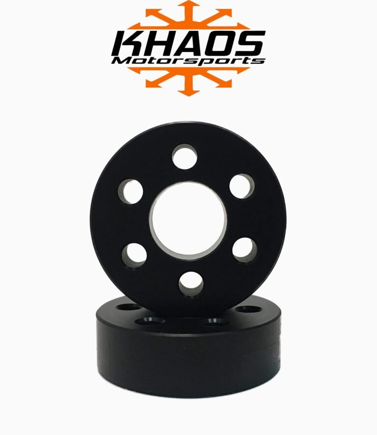 Black wheel spacers with the "KHAOS Motorsports" logo above