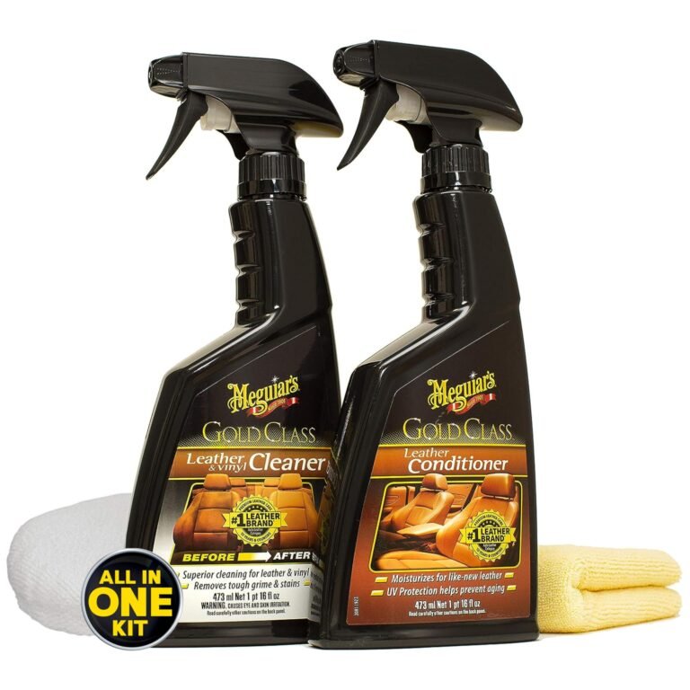 Meguiar's Gold Class leather cleaner and conditioner kit with microfiber cloths