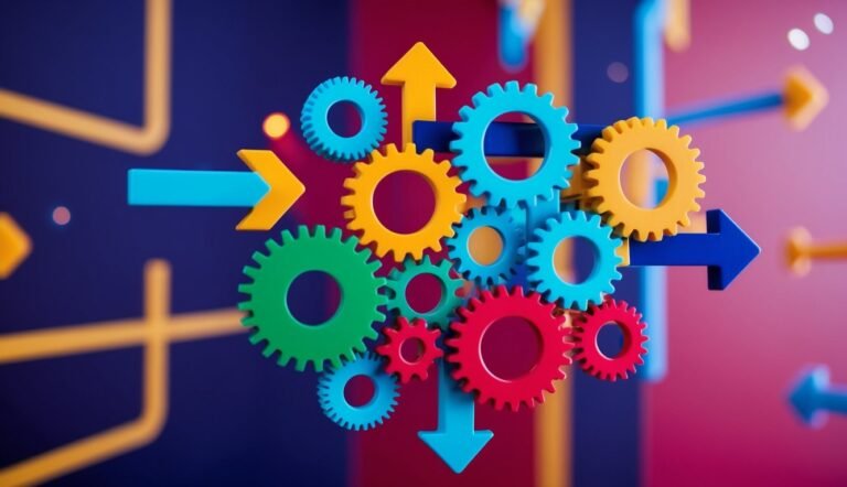 Colorful gears and arrows representing a process or system